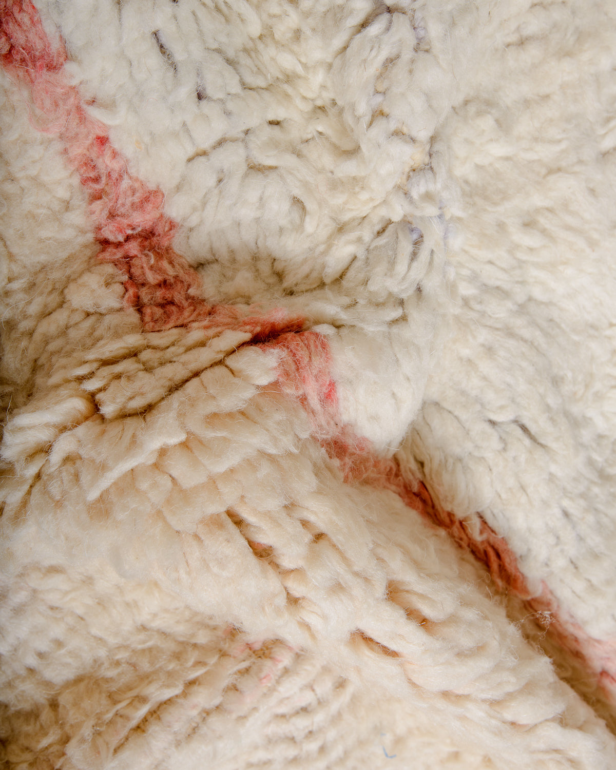 Modern, designer, handcrafted Berber rug from Morocco. Vintage carpet with beautiful colours and patterns and fluffy texture.